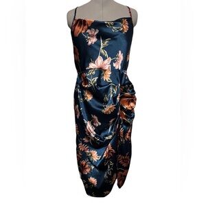 SHEIN Curve - teal silky floral dress